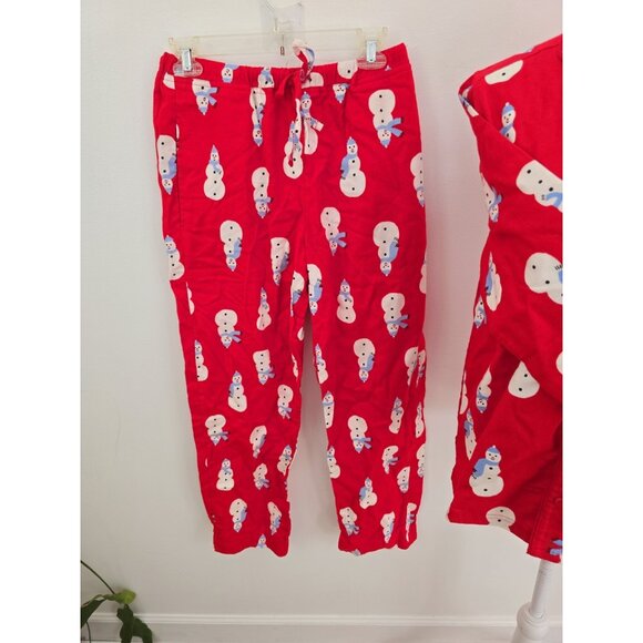 Hanna Anderson Snowman Christmas Cotton Flannel Holiday 2 Piece Pajama Set XS - Picture 3 of 8